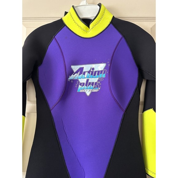 NEW Wet Suit Action Plus Full Body Neoprene Purple Yellow Small Made in USA - Picture 2 of 13